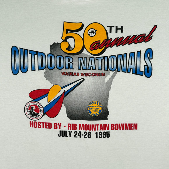 Vintage Archery Shirt Adult LARGE White National Field Archery Assoc NFAA 90s - Picture 2 of 6